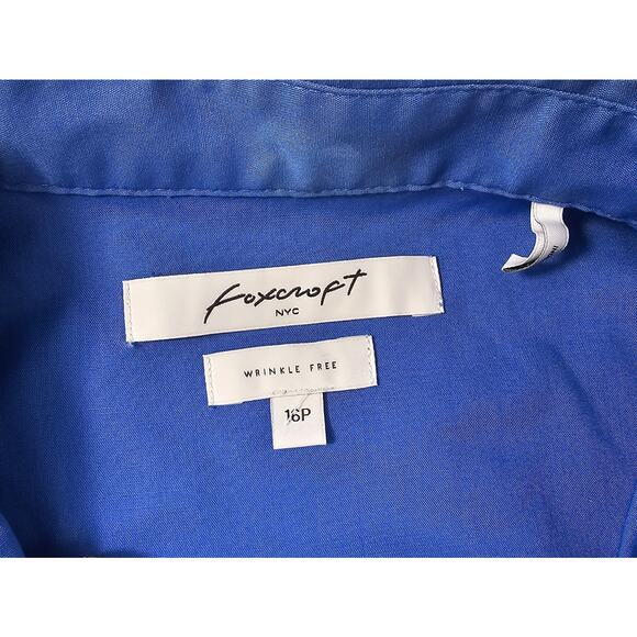 Foxcroft sz 16P 16 PETITE blue wrinkle free career casual work shirt *FLAW* - Picture 5 of 8
